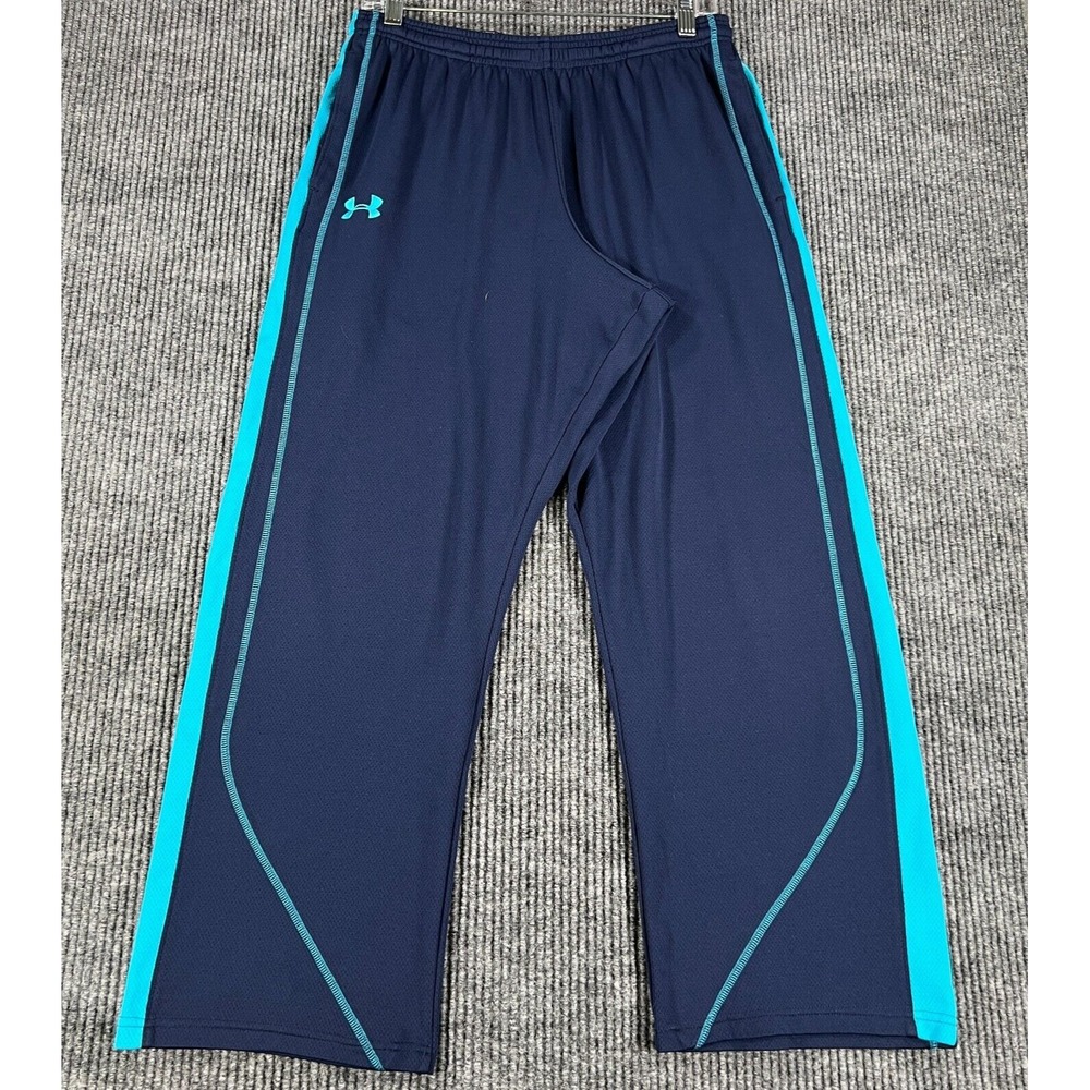 Under Armour Sweatpants Mens Medium Blue Striped Active Casual‎ Drawstrings